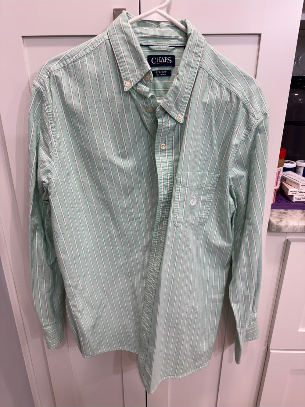 Chaps Mint Green & White Striped Button-Down Shirt